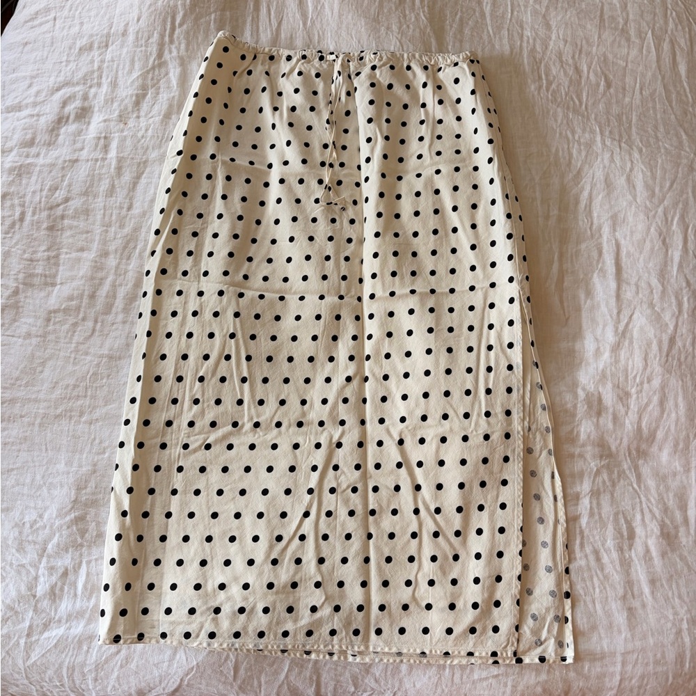 NWT Gap Polka Dot Linen Blend Midi Skirt